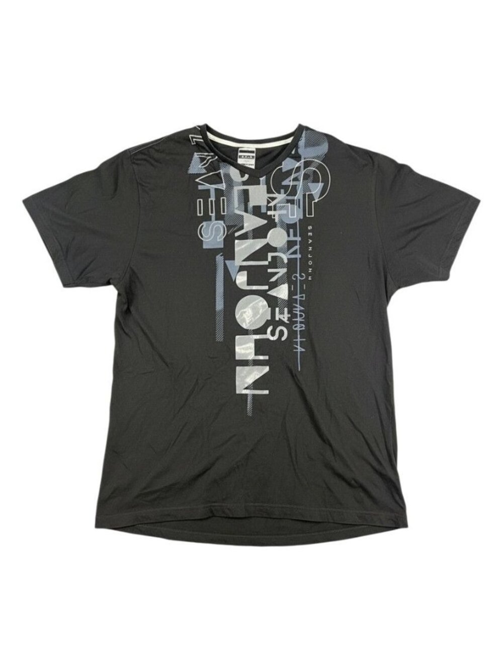 Sean John Mens Black Graphic V-Neck Short Sleeve T-Shirt 3XL